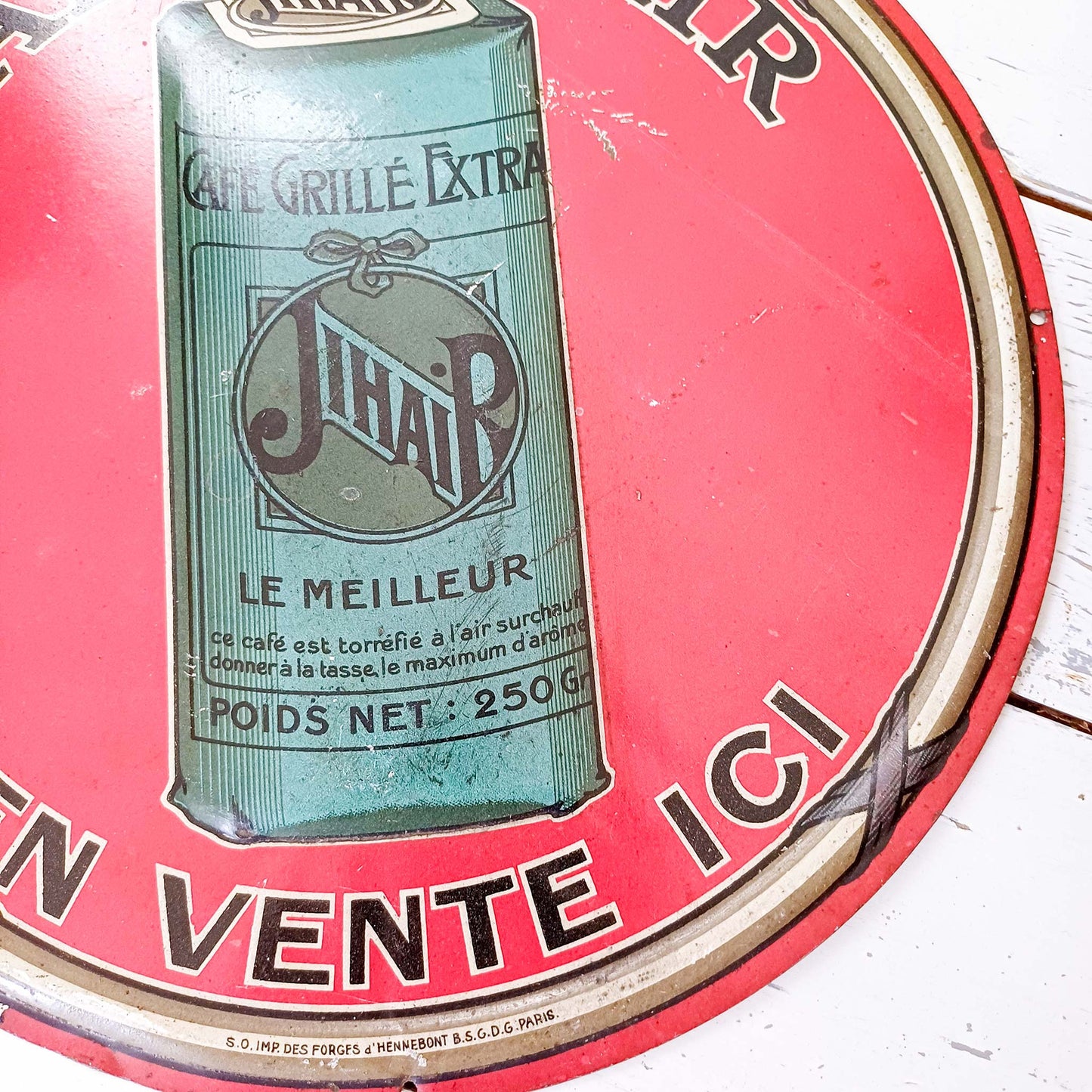 Tôle lithographiée - Café Jihair à Amiens - Publicité et collection