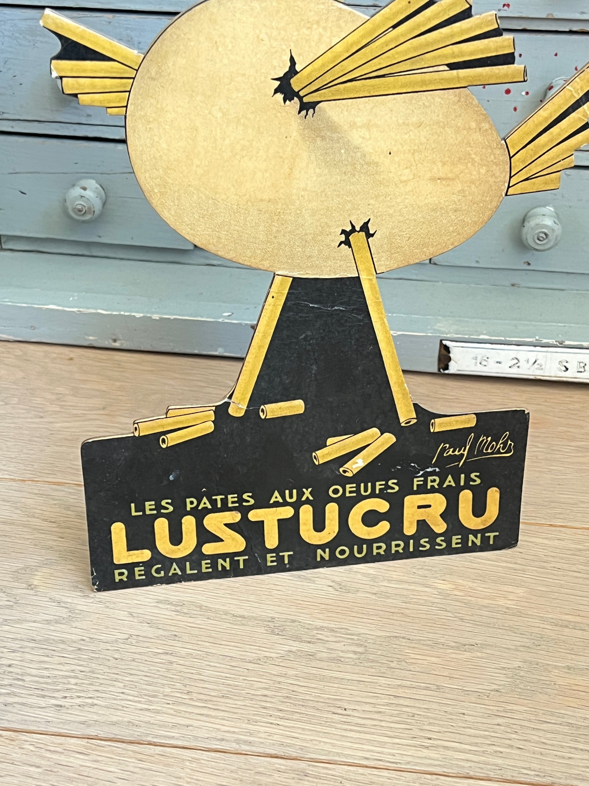 Rare présentoir de comptoir Lustucru en carton par Paul Mohr, années 1920-30