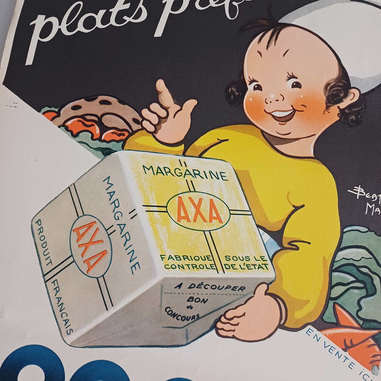 Ancienne affiche circa 1930 - Margarine AXA