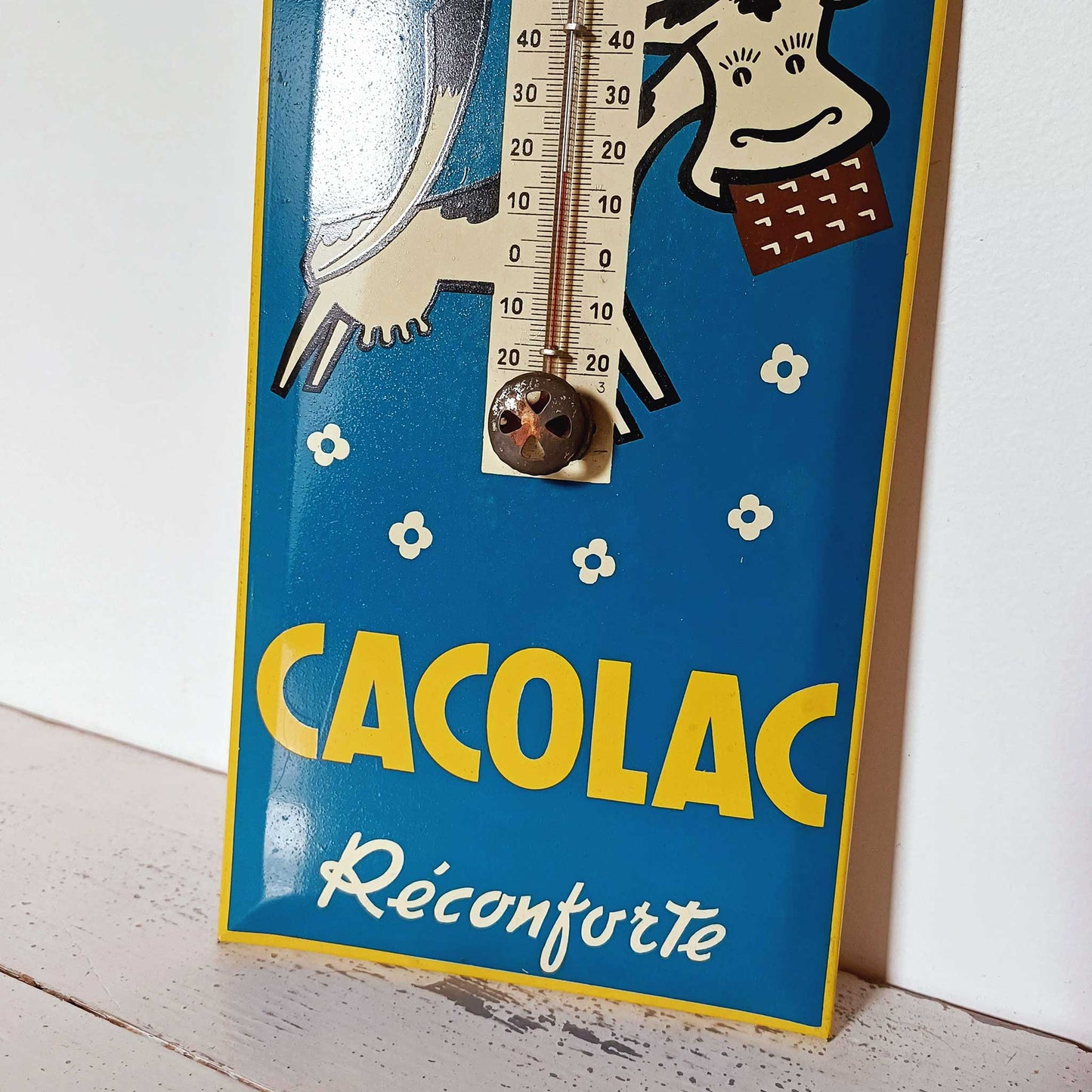 Thermomètre chocolat Cacolac en tôle lithographiée - Collection alimentation