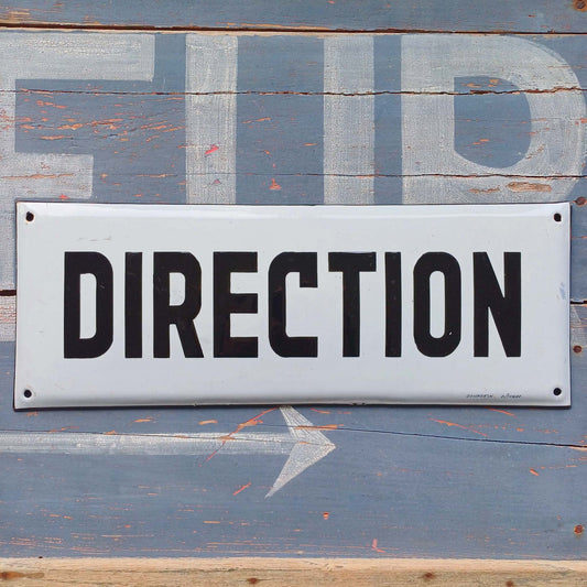 Plaque d'utilité émaillée - Direction - Signée