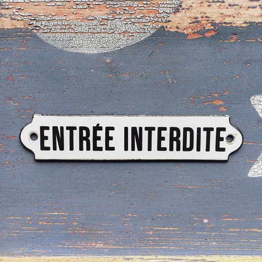 Plaque d'utilité émaillée - Entrée interdite