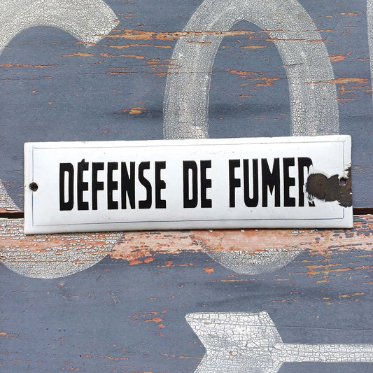 Plaque d'utilité émaillée - Défense de fumer