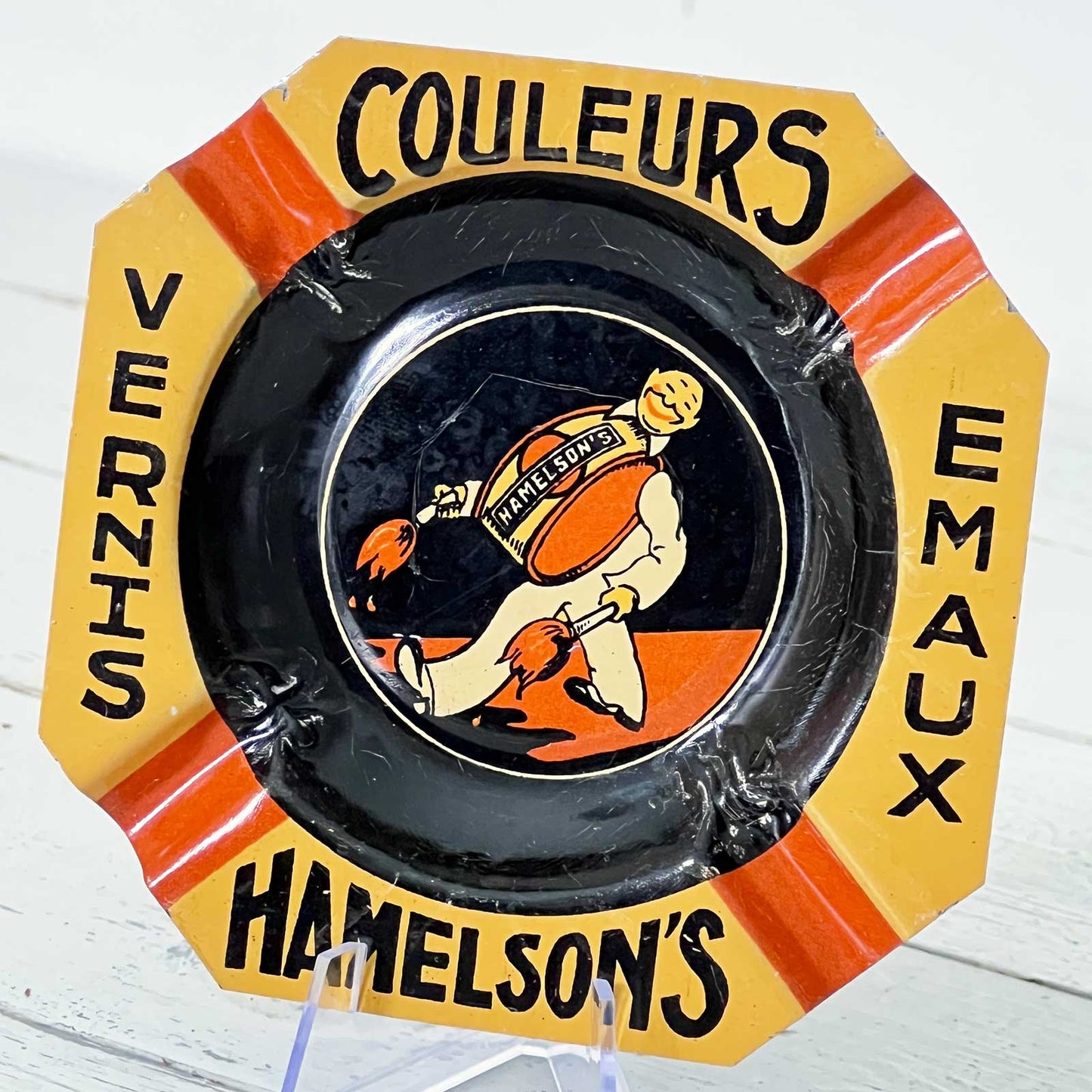 Cendrier publicitaire vintage pour les couleurs et vernis Hamelson's