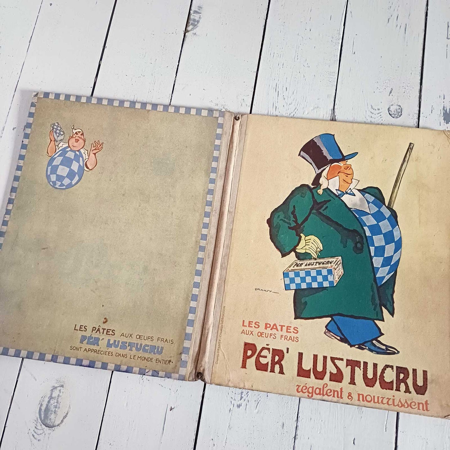 Protège-cahier publicitaire en carton épais et dos toilé – Per' Lustucru