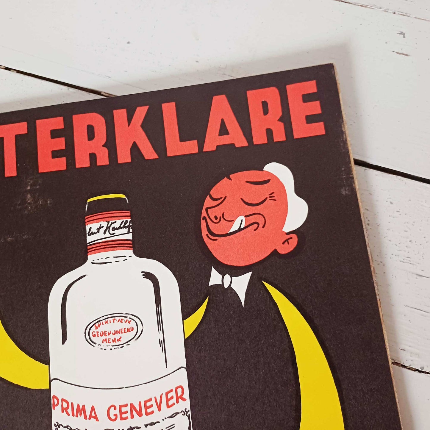 Affichette sur panneau - Genever Pelterklare - Objet déco vintage