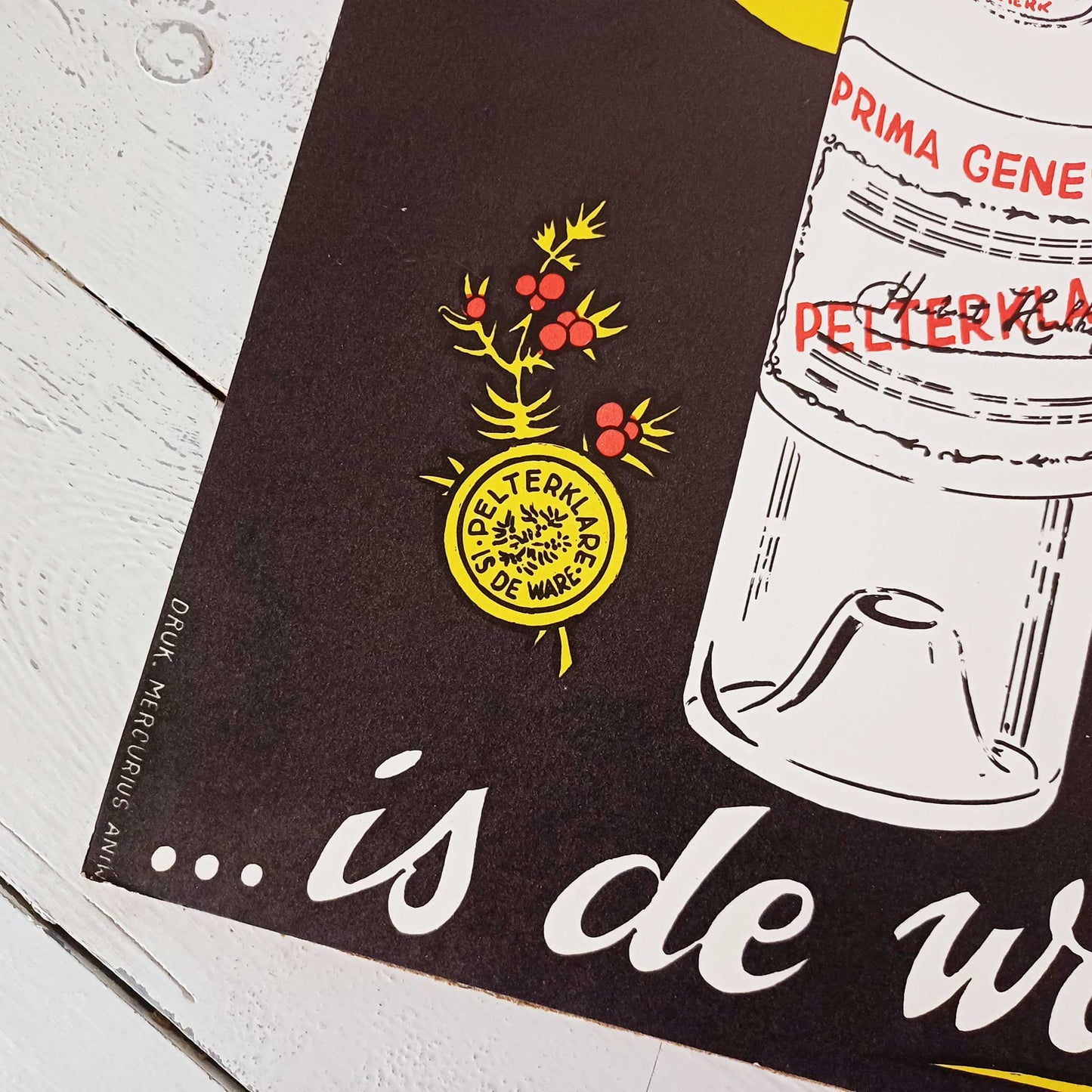Affichette sur panneau - Genever Pelterklare - Objet déco vintage