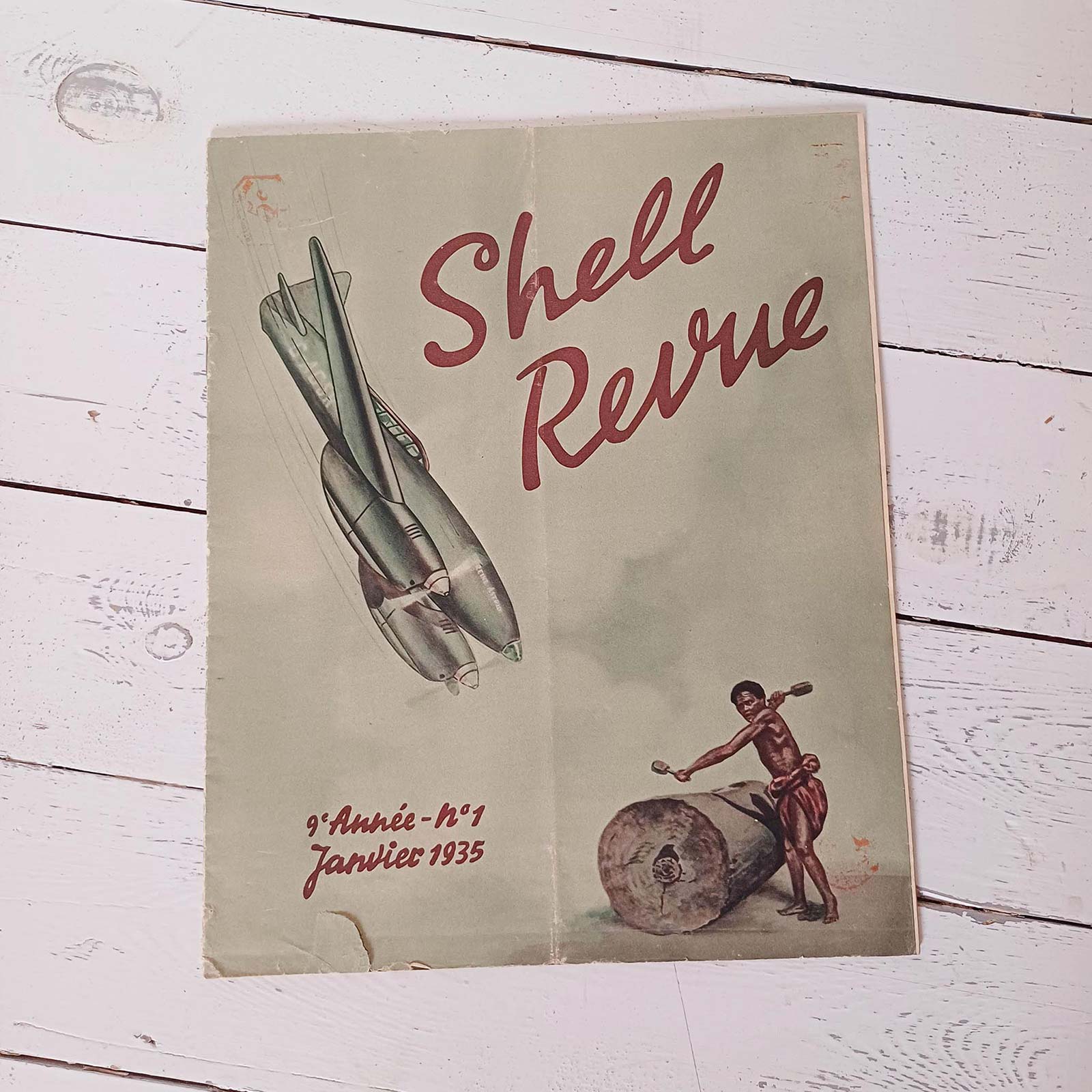 Revue Shell de janvier 1935 avec article sur le raid Belgique-Congo-Belgique, aviation historique.