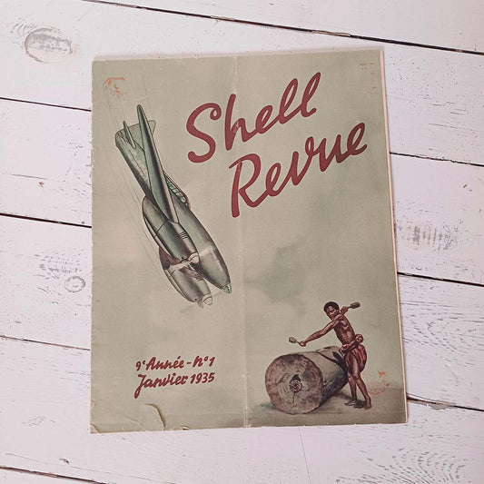 Revue Shell de janvier 1935 avec article sur le raid Belgique-Congo-Belgique, aviation historique.