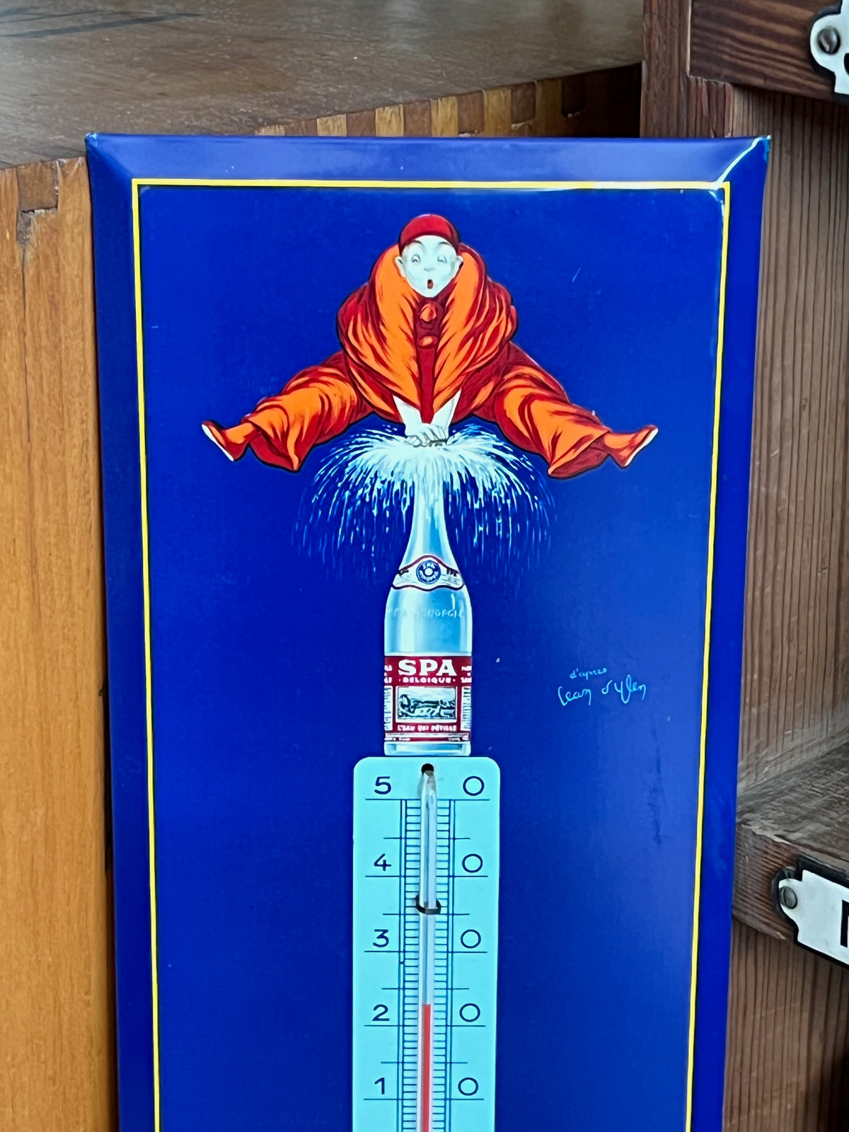 Ancien thermomètre publicitaire SPA en tôle lithographiée